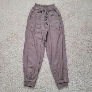 Love Tree Linen Blend Slouchy Jogger Brown Tan M Lagenlook Summer